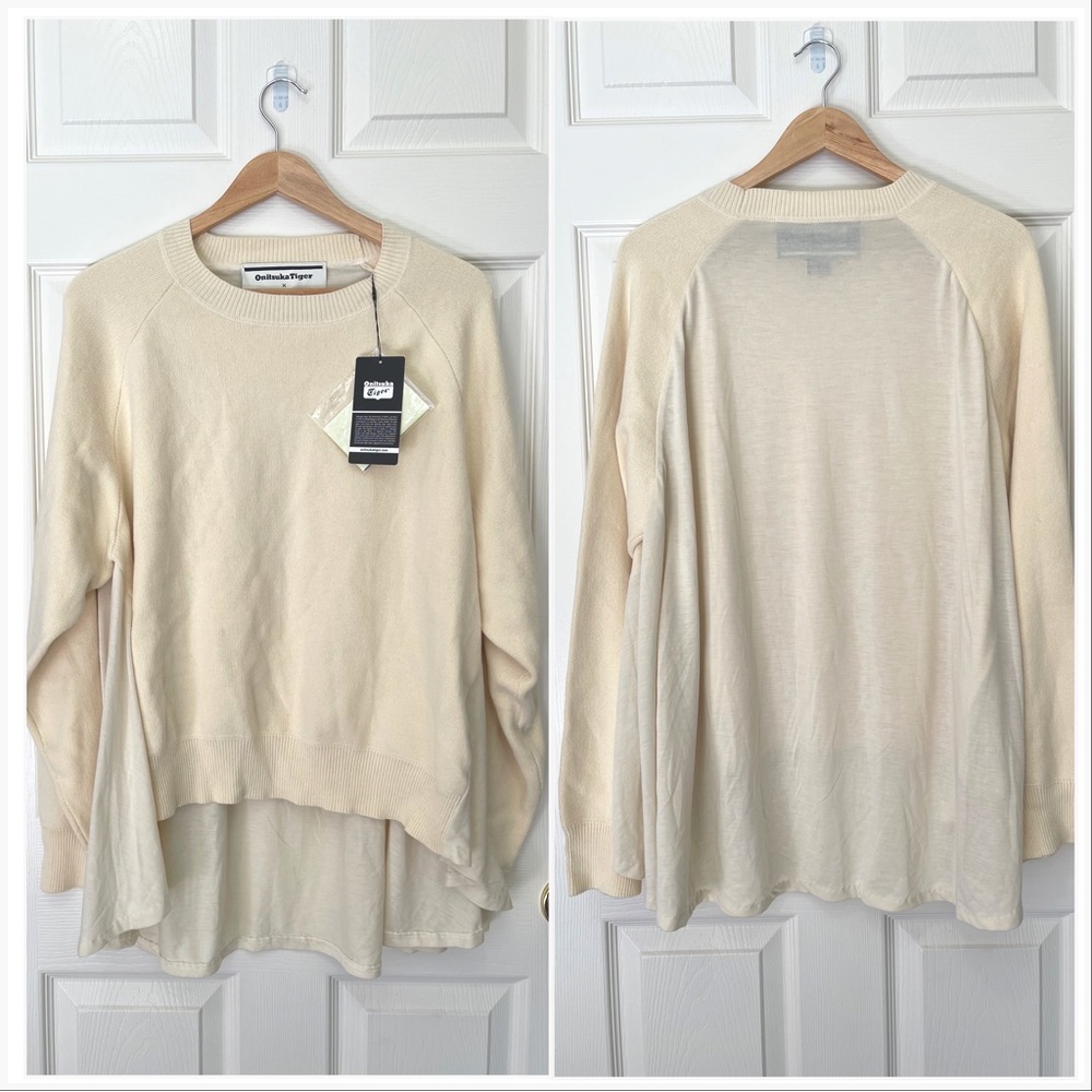 NWT Onitsuka Tiger Andrea Pompilio Birch Cream White Long Sleeve Knit Top XL
